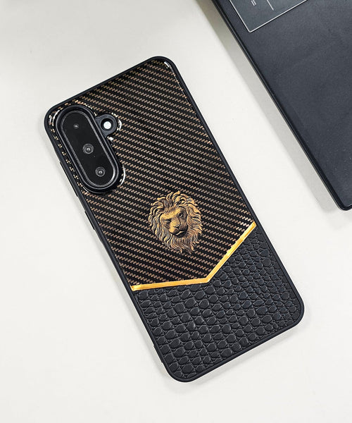Samsung Galaxy A56 5G Luxury Lion Pattern Leather And Liquid Silicone Case
