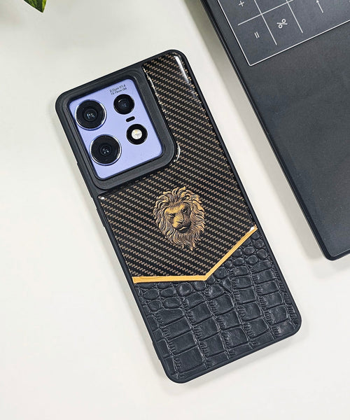 Motorola Edge 50 Pro 5G Luxury Lion Pattern Leather And Liquid Silicone Case