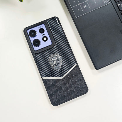 Motorola Edge 50 Pro 5G Luxury Lion Pattern Leather And Liquid Silicone Case