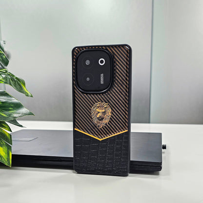 Vivo T3 Pro 5G Luxury Lion Pattern Leather And Liquid Silicone Case