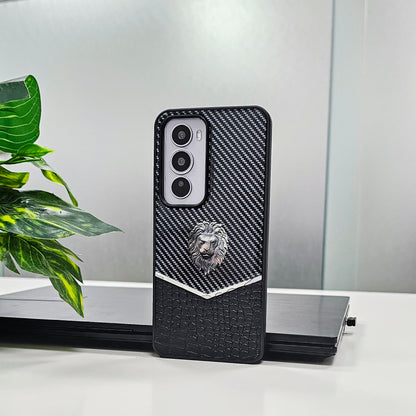 OPPO Reno 12 Pro 5G Luxury Lion Pattern Leather And Liquid Silicone Case