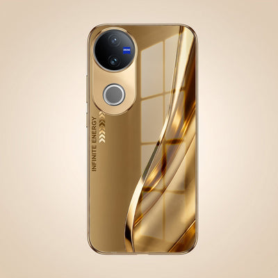 Vivo V50 5G Luxury Infinity Energy Gold Electroplated Glass Phone Case