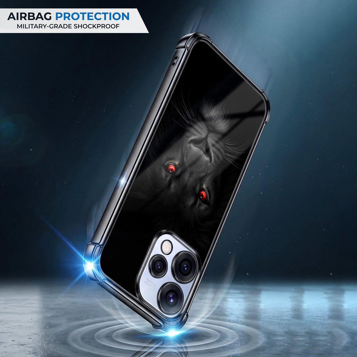 Oppo Reno 15 5G Premium Black Lion Airbags Printed Back Case