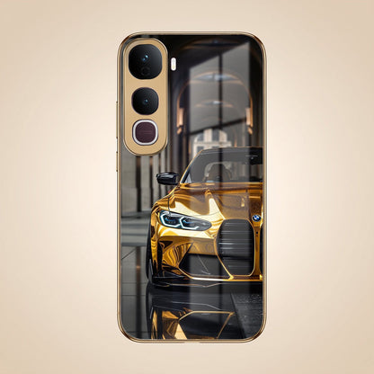 Vivo Y400 Pro 5G Golden BMW Gold Electroplated Glass Phone Back Case
