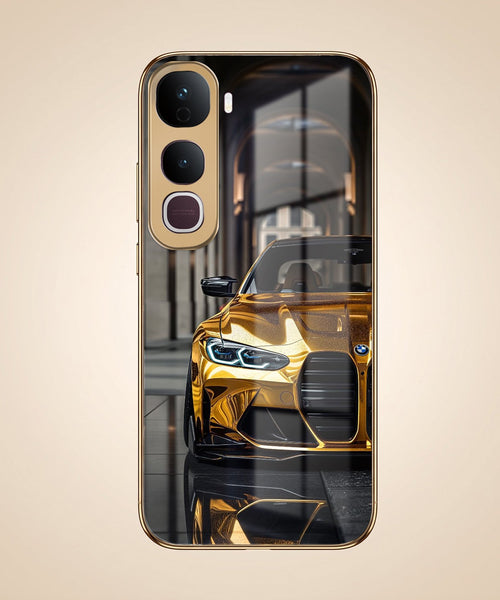 Vivo Y400 Pro 5G Golden BMW Gold Electroplated Glass Phone Back Case