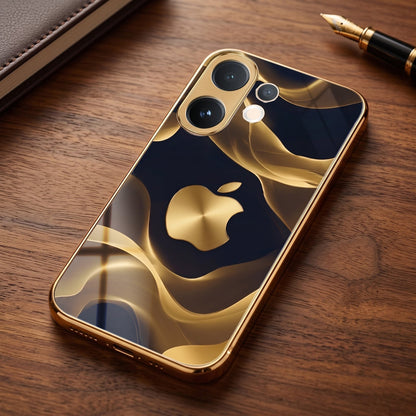 Vivo V60e 5G Luxury Wave Gold Electroplated Glass Phone Back Case