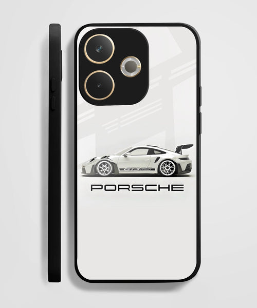 Oppo A5 Pro 5G Premium Acrylic Shockproof Glass Back Case (White Porsche)