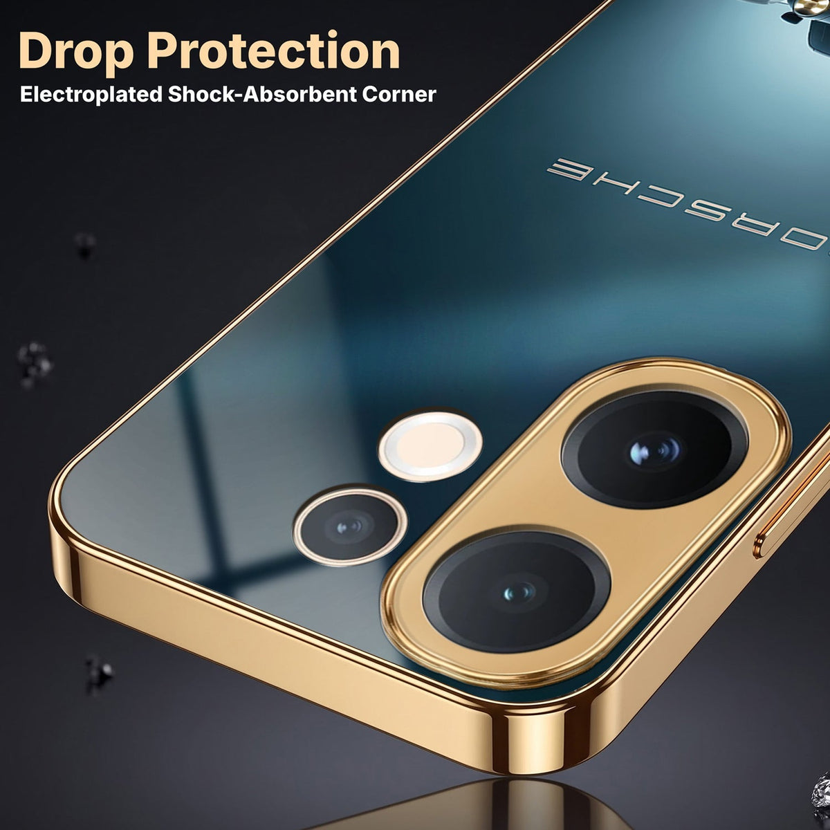 Vivo T4 Pro 5G Porsche Luxury Gold Electroplated Glass Phone Back Case