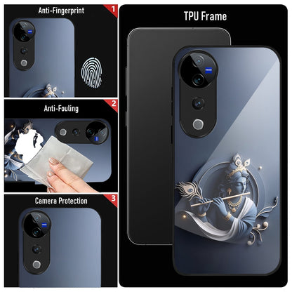 Vivo V40 Pro 5G Premium Acrylic Shockproof Glass Back Case (Krishna)