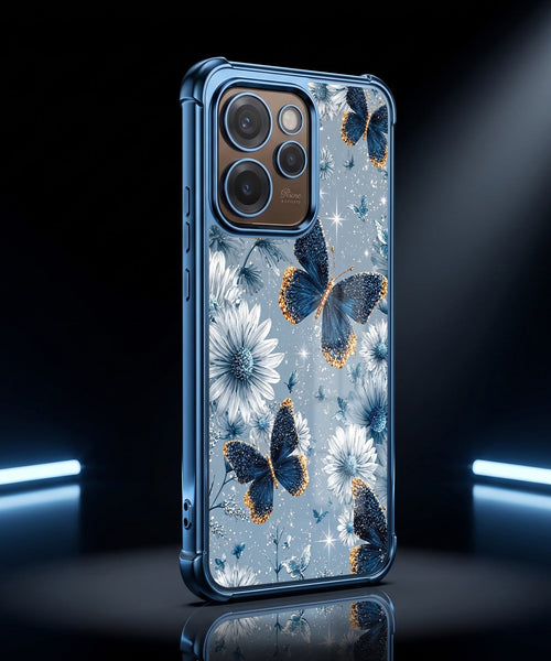 Oppo Reno 15 Pro Mini 5G Blue Butterfly Floral Airbags Printed Back Case
