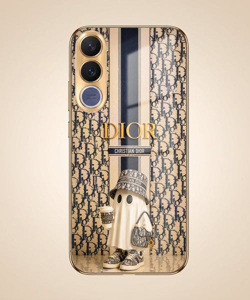 Vivo V70 FE 5G Luxury Dior Gold Electroplated Glass Phone Back Case