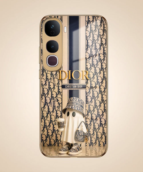 Vivo Y400 Pro 5G Luxury Dior Gold Electroplated Glass Phone Back Case