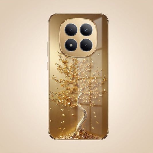 Redmi Note 15 Pro+ 5G Golden Tree Gold Electroplated Glass Phone Back Case