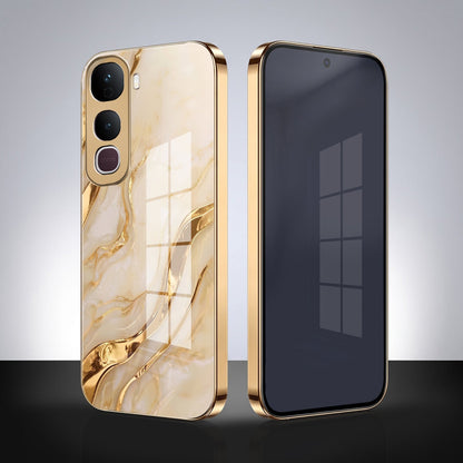 Vivo Y400 Pro 5G Marvel Texture Gold Electroplated Glass Phone Back Case