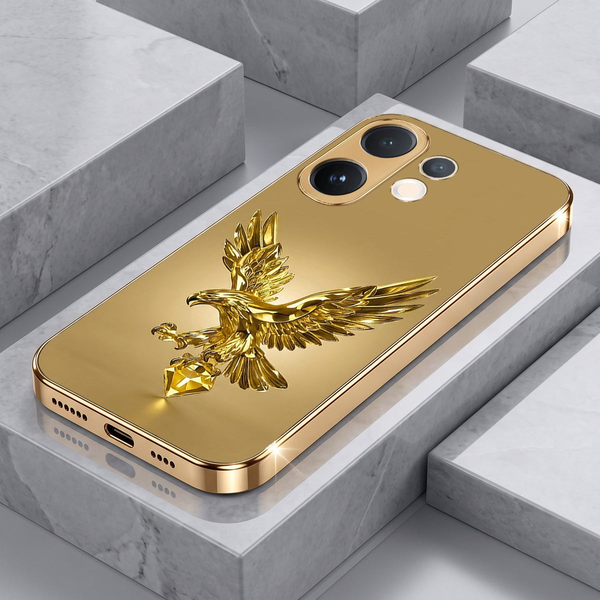 Vivo T4 Pro 5G Golden Eagle Gold Electroplated Glass Phone Back Case