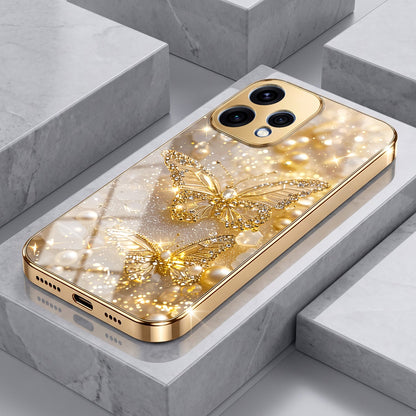 Oppo Reno 15 5G Golden Butterfly Gold Electroplated Glass Phone Back Case