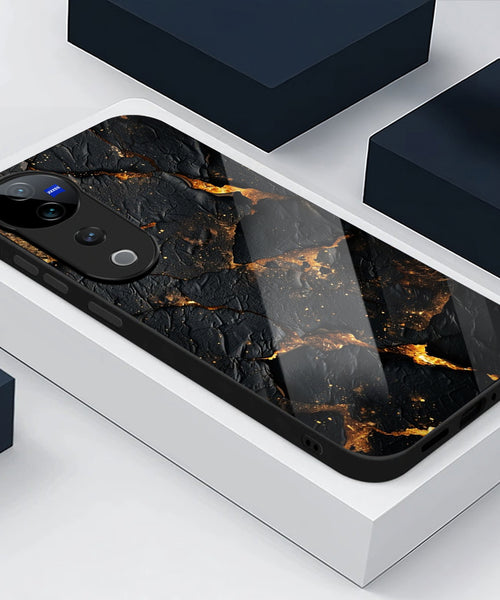 Vivo V40 Pro 5G Premium Acrylic Shockproof Glass Back Case (Volcanic Gold)