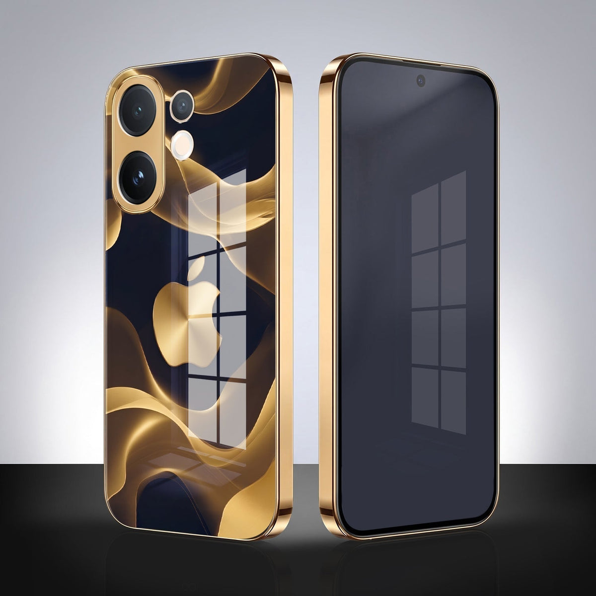 Vivo V60e 5G Luxury Wave Gold Electroplated Glass Phone Back Case