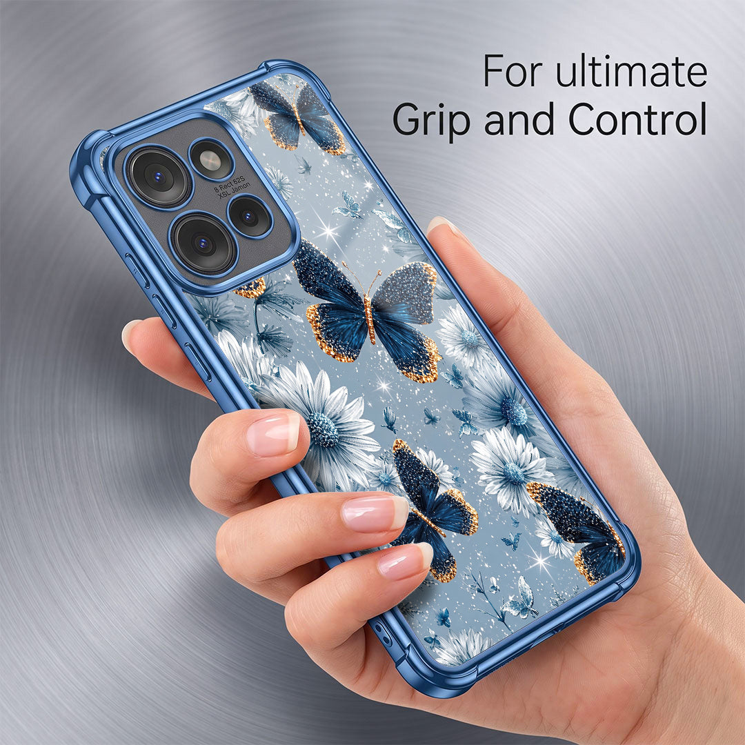 Motorola Edge 50 5G Blue Butterfly Floral Airbags Printed Back Case