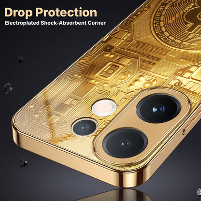 Vivo T4 Pro 5G Bitcoin Gold Electroplated Glass Phone Back Case