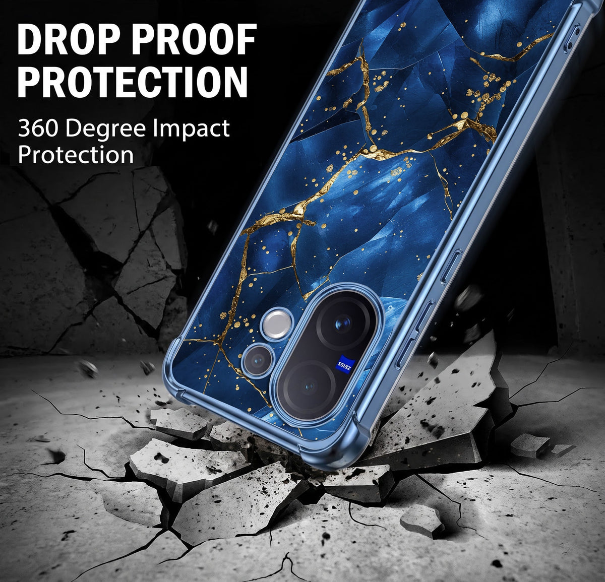 Vivo V60 5G Blue Crimson Marble Airbags Printed Back Case