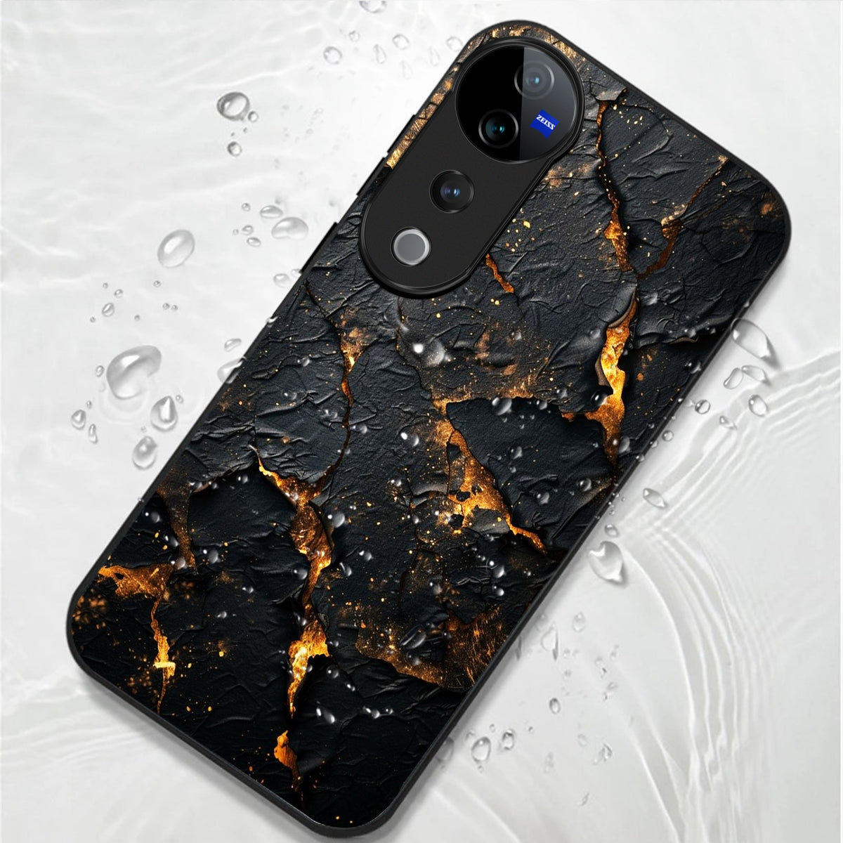 Vivo V40 Pro 5G Premium Acrylic Shockproof Glass Back Case (Volcanic Gold)