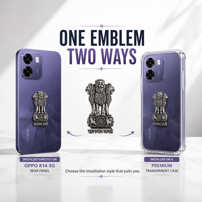 Oppo K14 5G Compatible Satyamev Jayate 3D Metal Emblem Sticker