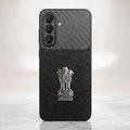 Samsung Galaxy A27 5G Satyamev Jayate Carbon Fiber Leather Hybrid Phone Case