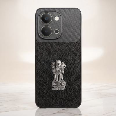 Vivo T5x 5G  Satyamev Jayate Carbon Fiber Leather Hybrid Phone Case