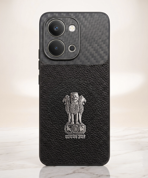 Vivo T5x 5G  Satyamev Jayate Carbon Fiber Leather Hybrid Phone Case
