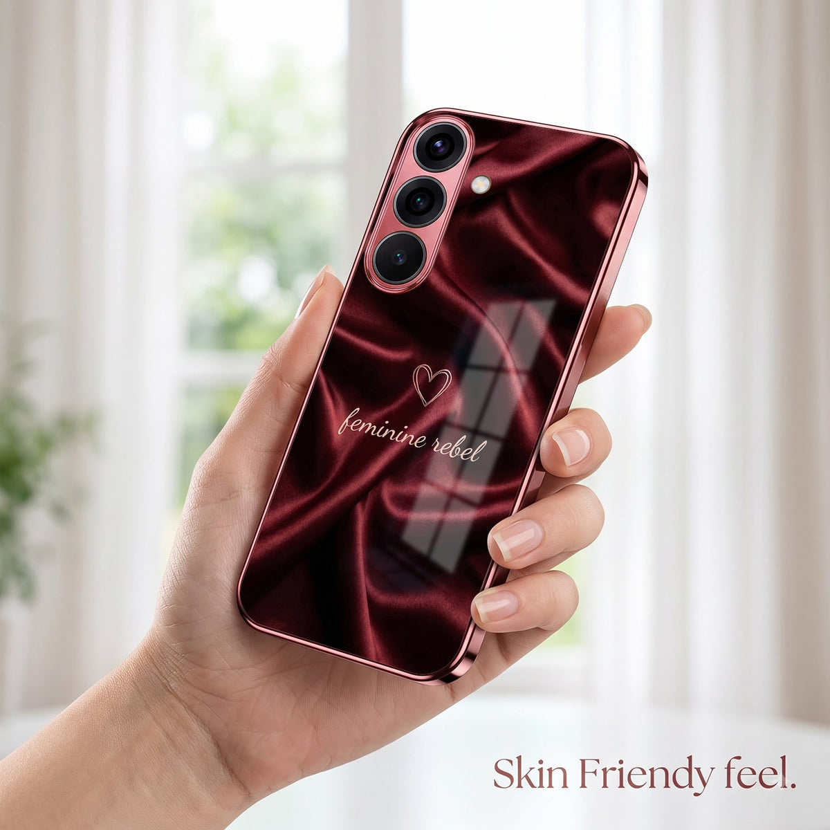Samsung Galaxy A56 5G Feminine Rebel Burgundy Electroplated Glass Back Case