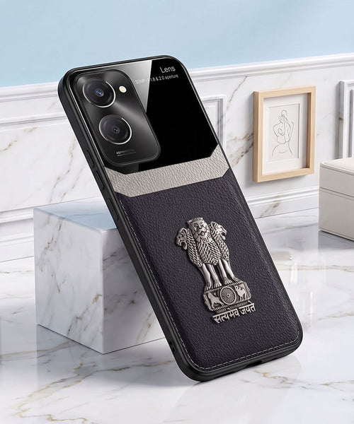 Vivo Y28s 5G Satyamev Jayate 3D Metal Leather Back Case