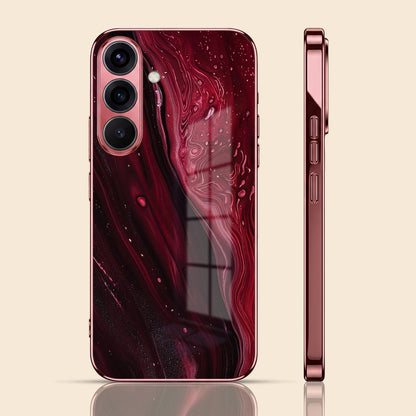 Samsung Galaxy A56 5G Marble Burgundy Electroplated Glass Back Case