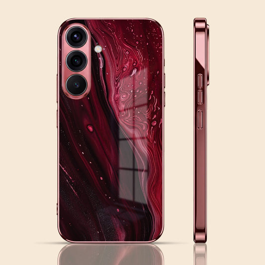 Samsung Galaxy A56 5G Marble Burgundy Electroplated Glass Back Case