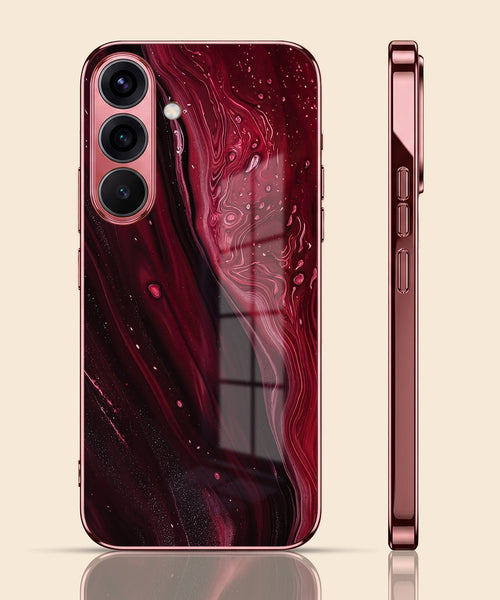 Samsung Galaxy A56 5G Marble Burgundy Electroplated Glass Back Case