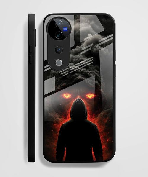 Vivo V40 Pro 5G Premium Acrylic Shockproof Glass Back Case (Dark Flame)