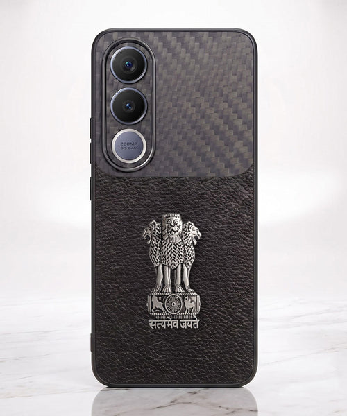 Vivo V70 FE 5G Satyamev Jayate Carbon Fiber Leather Hybrid Phone Case