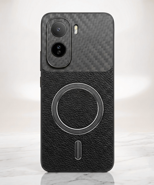 Vivo T5 Pro 5G Carbon Fiber Leather Hybrid MagSafe Magnetic Case