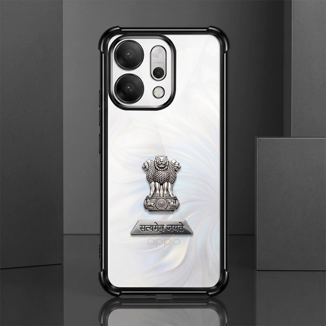 Oppo Reno 14 5G Satyamev Jayate 2-in-1 Emblem Transparent Shockproof Airbag Case