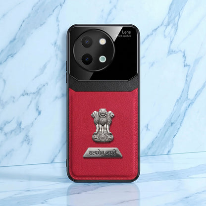 Vivo Y58 5G Satyamev Jayate 2-in-1 Emblem Leather Lens Protective Back Case