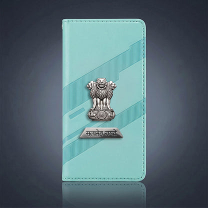 Samsung Galaxy A36 5G Metal Satyamev Jayate 2-in-1 Emblem Magnetic Flip Wallet Case