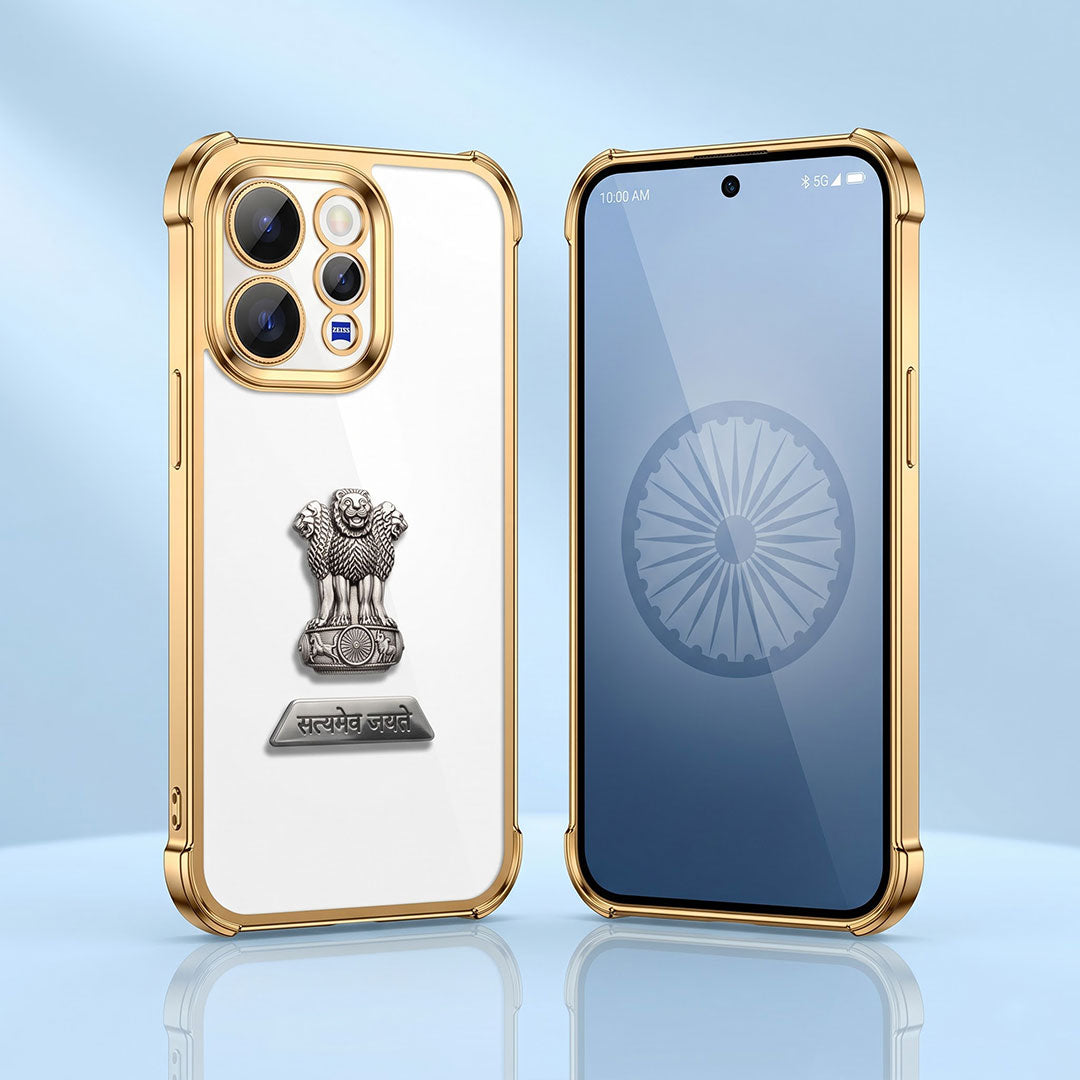 Vivo V70 5G Satyamev Jayate 2-in-1 Emblem Transparent Shockproof Airbag Case