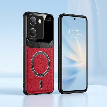 Vivo Y200 Pro 5G Premium Magsafe Magnetic Leather Lens Protective Case
