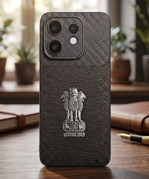 Oppo Reno 16 5G Satyamev Jayate Carbon Fiber Leather Hybrid Phone Case