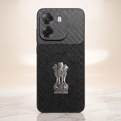 Oppo K14 5G Satyamev Jayate Carbon Fiber Leather Hybrid Phone Case
