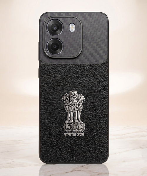 Oppo K14 5G Satyamev Jayate Carbon Fiber Leather Hybrid Phone Case