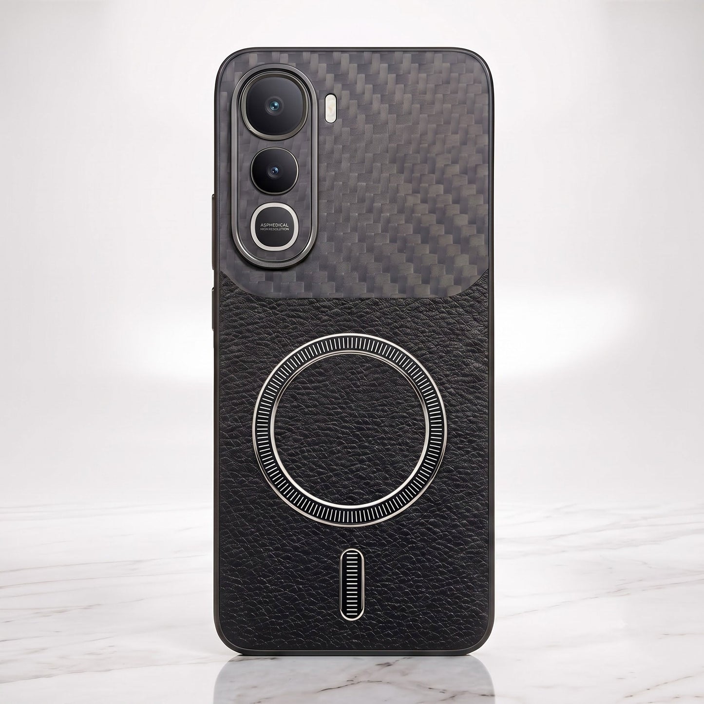 Vivo Y400 Pro 5G Carbon Fiber Leather Hybrid MagSafe Magnetic Case