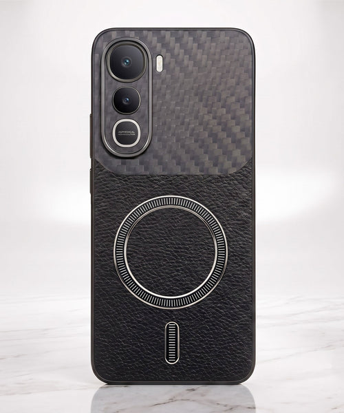 Vivo Y400 Pro 5G Carbon Fiber Leather Hybrid MagSafe Magnetic Case