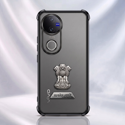 Vivo V50 5G Satyamev Jayate 2-in-1 Emblem Transparent Shockproof Airbag Case