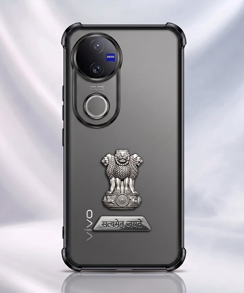 Vivo V50 5G Satyamev Jayate 2-in-1 Emblem Transparent Shockproof Airbag Case